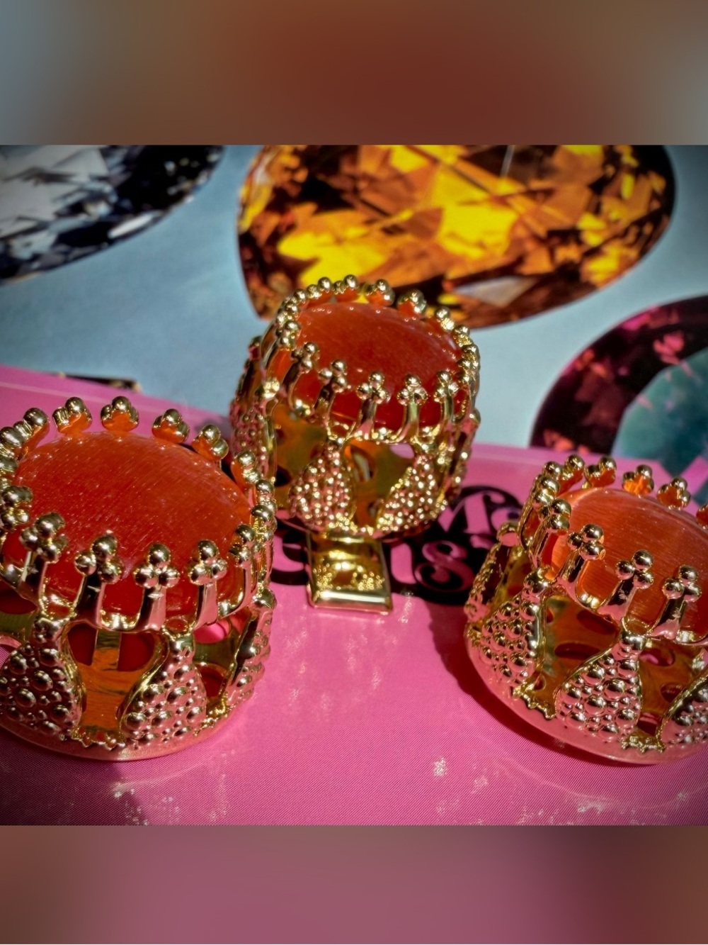 NEW Feed Me Gems Apricot Crown Jewel Set - Earrings and Hair Candy
